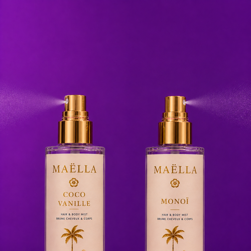 Duo de Brumes Parfumées Corps & Cheveux – Monoï & Coco Vanille | Maëlla Fragrance✨