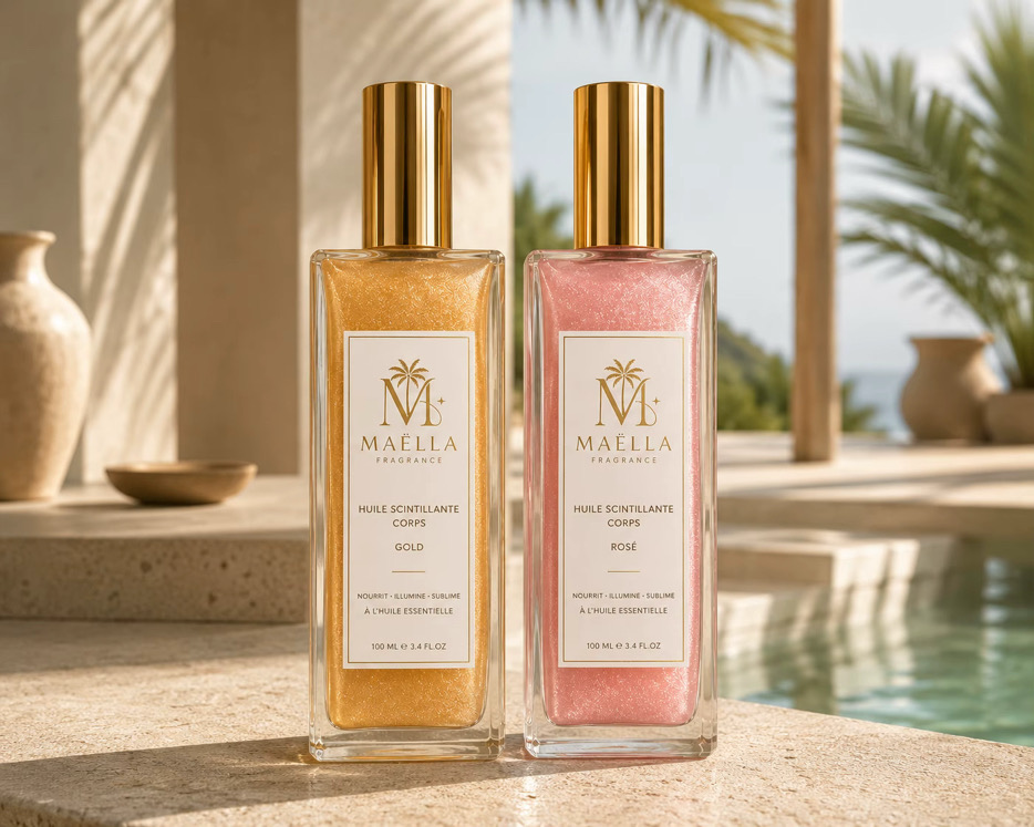 Duo Huiles Scintillantes Corps – Gold & Rose | Maëlla Fragrance